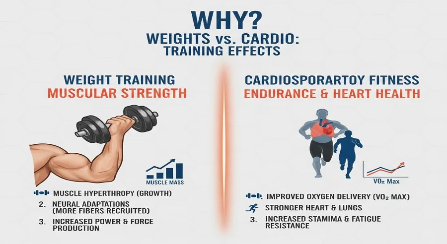 why does weight training improve muscular strength more than cardiorespiratory fitness?